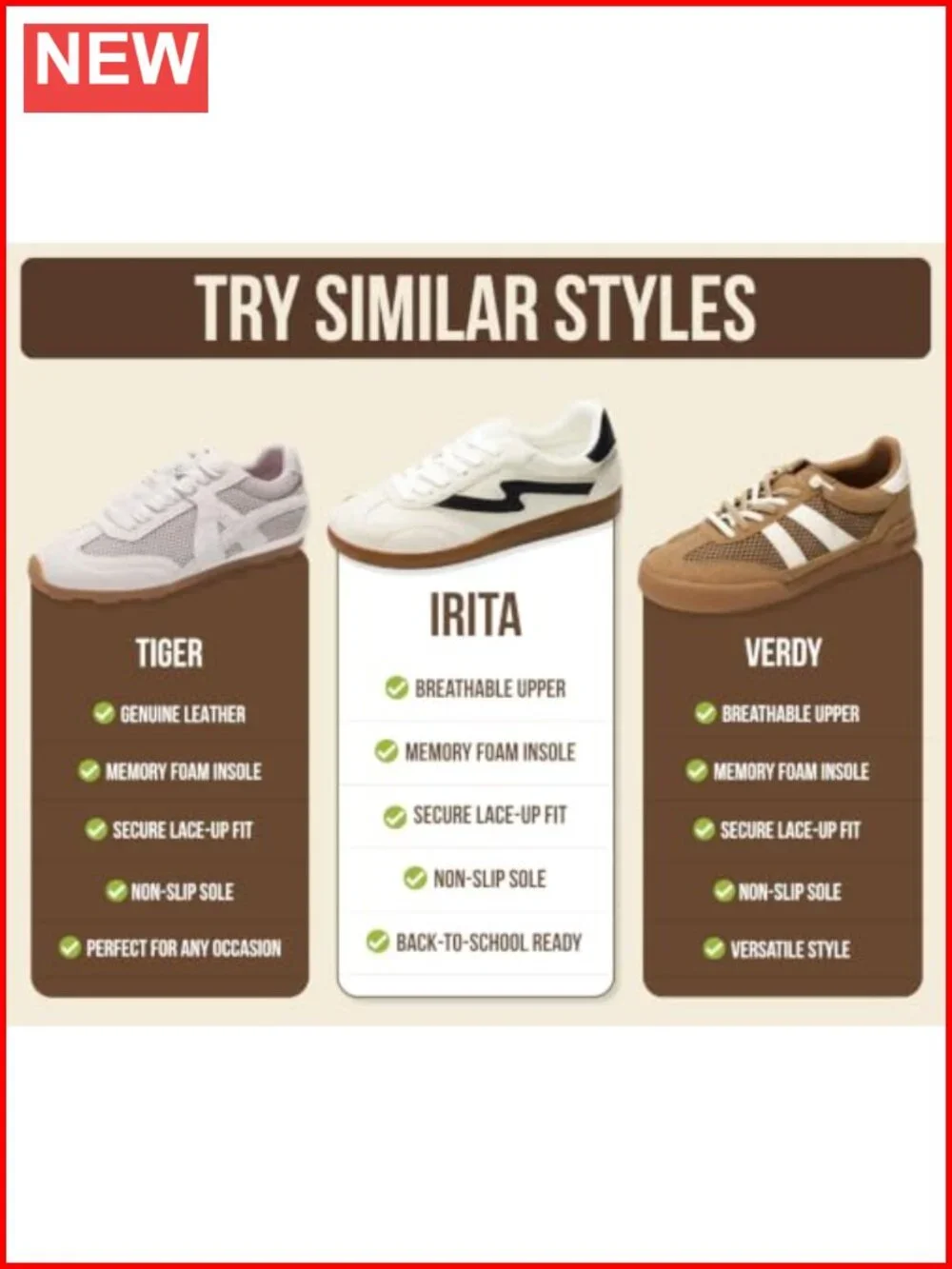 Women's Sneakers Memory Foam Insole Lace-Up Non-Slip Walking Shoes